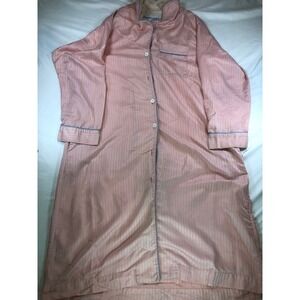 Fernando Sanchez Vintage Pink Stripe Jacquard Nightgown Sleep Shirt L RN 63646
